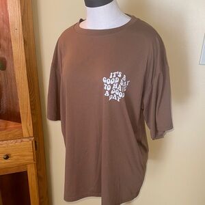 SHEIN Brown Slogan Men's Tee
